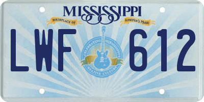 MS license plate LWF612