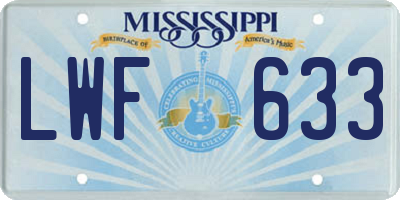MS license plate LWF633