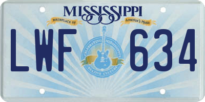 MS license plate LWF634