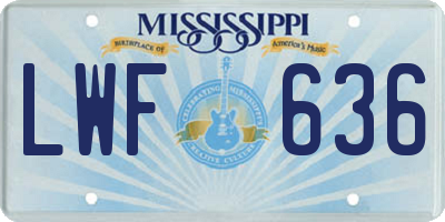 MS license plate LWF636