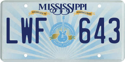 MS license plate LWF643
