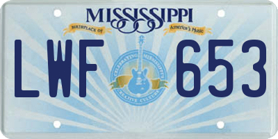 MS license plate LWF653