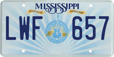 MS license plate LWF657