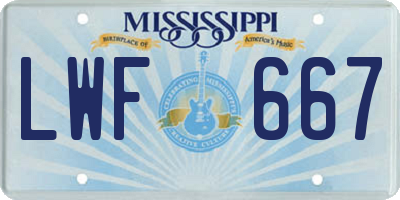 MS license plate LWF667