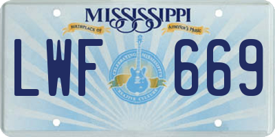 MS license plate LWF669
