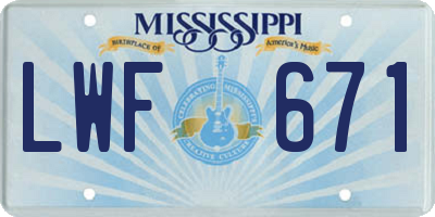 MS license plate LWF671