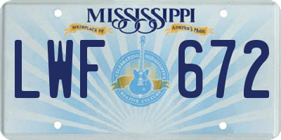 MS license plate LWF672