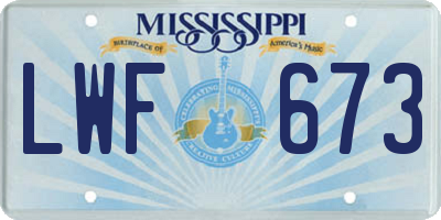 MS license plate LWF673