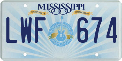 MS license plate LWF674