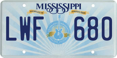 MS license plate LWF680
