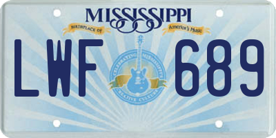 MS license plate LWF689