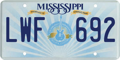 MS license plate LWF692