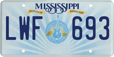 MS license plate LWF693