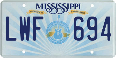 MS license plate LWF694