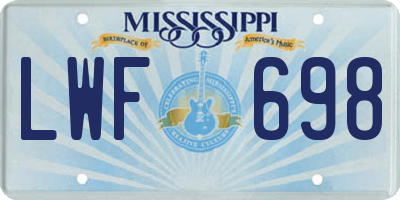 MS license plate LWF698