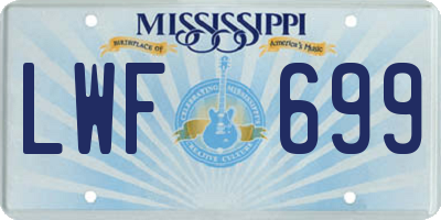 MS license plate LWF699