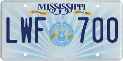 MS license plate LWF700