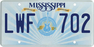 MS license plate LWF702