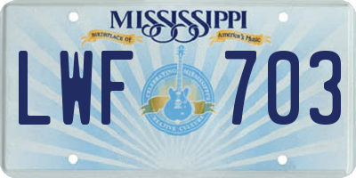 MS license plate LWF703