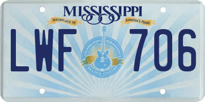 MS license plate LWF706