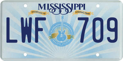 MS license plate LWF709