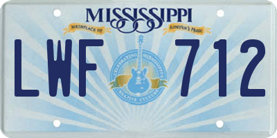 MS license plate LWF712