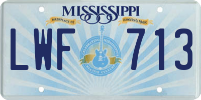 MS license plate LWF713