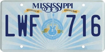 MS license plate LWF716