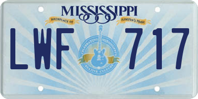 MS license plate LWF717