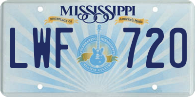 MS license plate LWF720