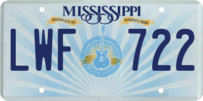 MS license plate LWF722