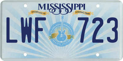 MS license plate LWF723