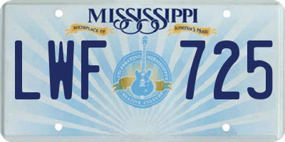 MS license plate LWF725