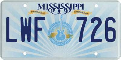 MS license plate LWF726