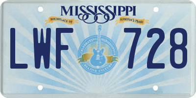 MS license plate LWF728