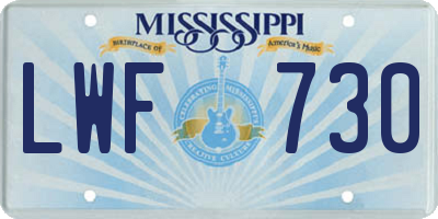MS license plate LWF730