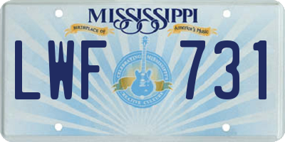 MS license plate LWF731