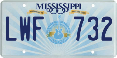 MS license plate LWF732