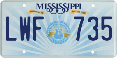 MS license plate LWF735