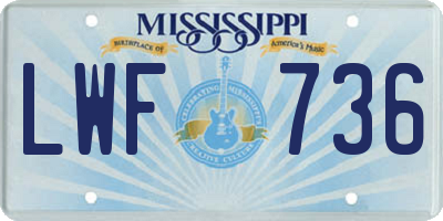 MS license plate LWF736