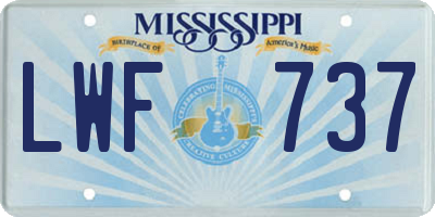 MS license plate LWF737