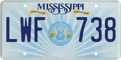 MS license plate LWF738