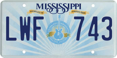 MS license plate LWF743