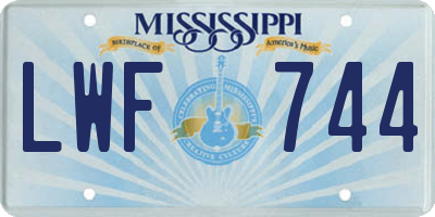 MS license plate LWF744