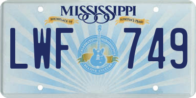 MS license plate LWF749
