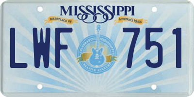MS license plate LWF751