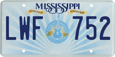MS license plate LWF752