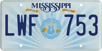 MS license plate LWF753