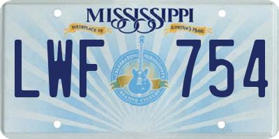 MS license plate LWF754