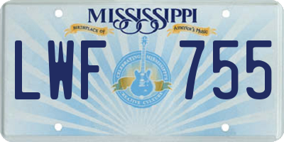MS license plate LWF755